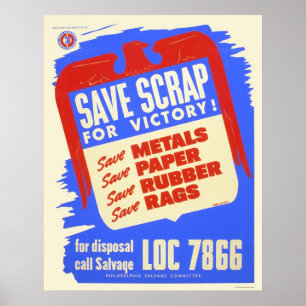 Póster Save scrap for victory! - WPA