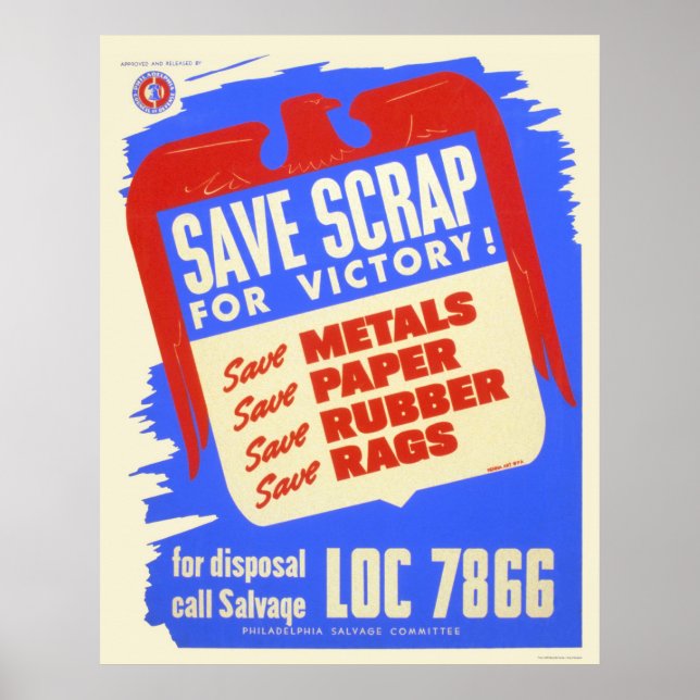Póster Save scrap for victory! - WPA (Frente)