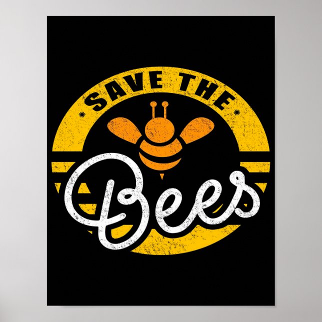 Póster Save The Bees Beekeeper| regalo para el amante de  (Frente)