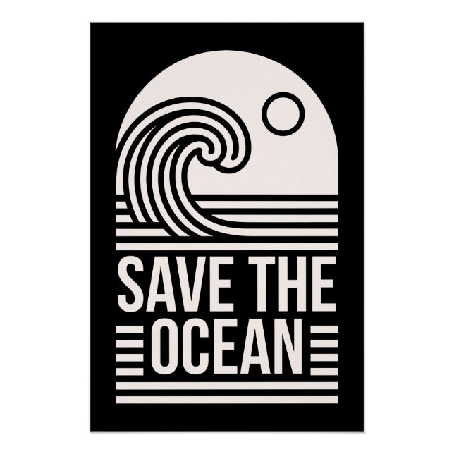 Póster Save the ocean protection conservation volunteer (Anverso)