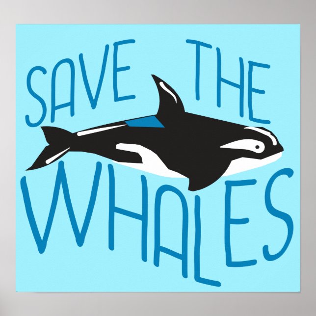 Póster Save the Whales Blue Animal Activist (Frente)