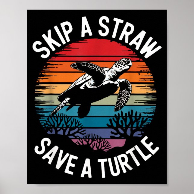 Póster Save Turtles Sea Ocean Turtle Shirt  (Frente)