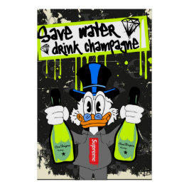 Póster Save Water, Drink Champagne (Neon Drip Duck)