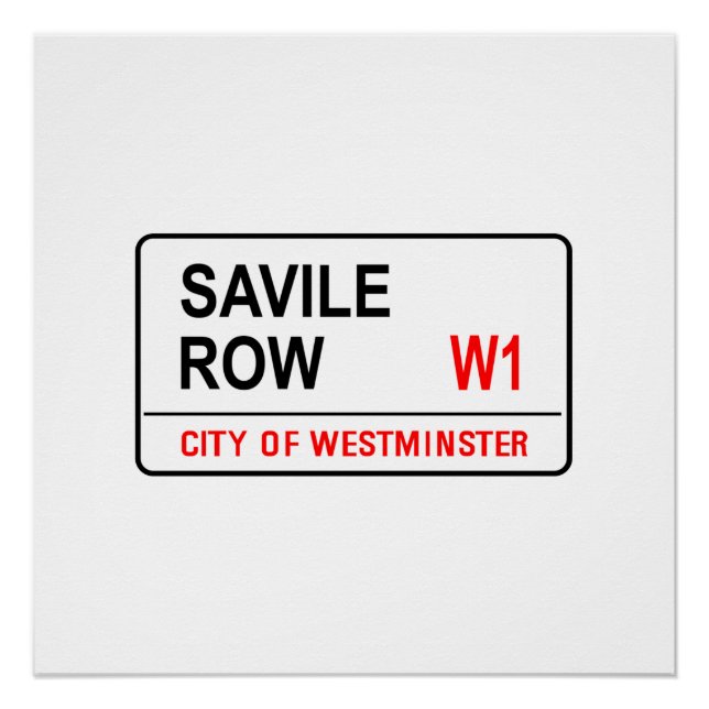 Póster Savile Row Road Rótulo (Anverso)