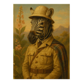 Póster Savvy Zebra Explorer Portrait with Monocle