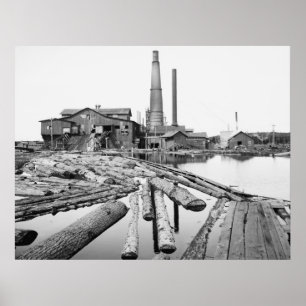 Póster Sawmill, Marquette, Michigan, 1905