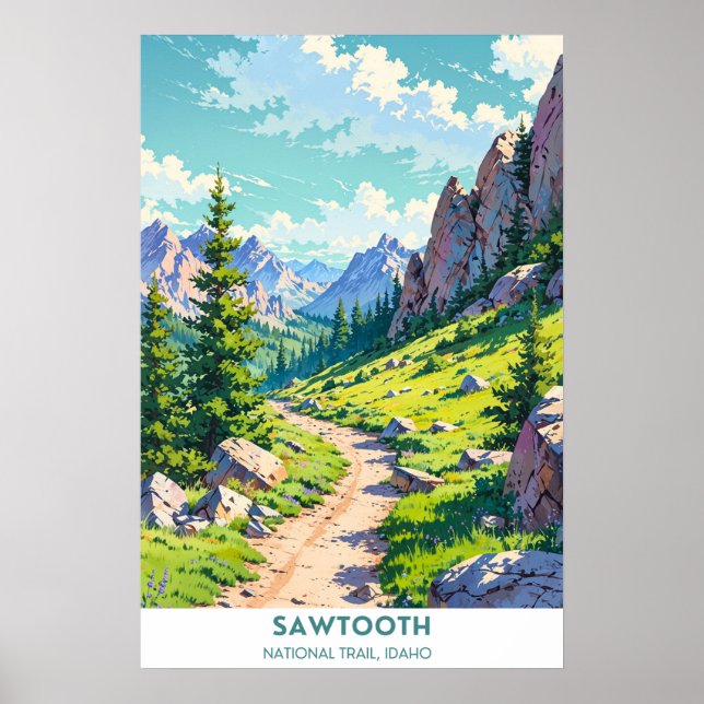 Póster Sawtooth, Sendero Nacional, Poster Idaho (Frente)