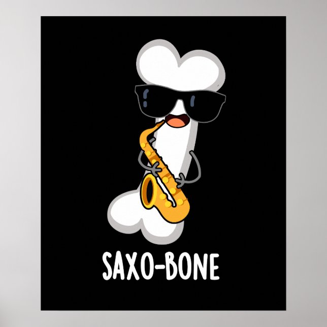 Póster Saxo bone Funny Bone Funny Music Pun Dark BG (Frente)
