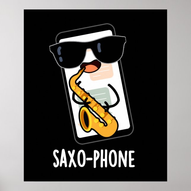 Póster Saxo-phone Divertido de los puntitos de los teléfo (Frente)