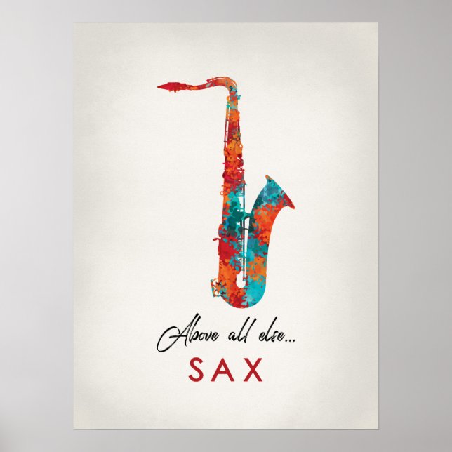 Póster Saxofón - Música colorida brillante (Frente)