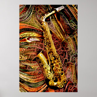 Póster Saxofón ornamental