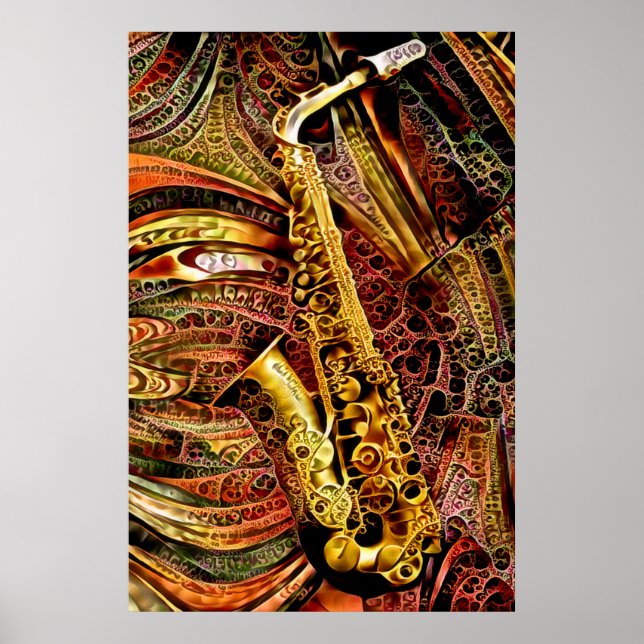 Póster Saxofón ornamental (Frente)