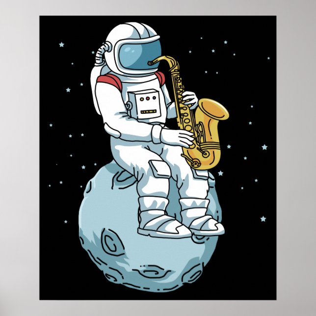 Póster Saxofonista saxofonista da música jazz saxofón (Frente)