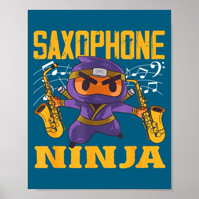 Póster Saxophonist Ninja Saxophone Smile (Frente)