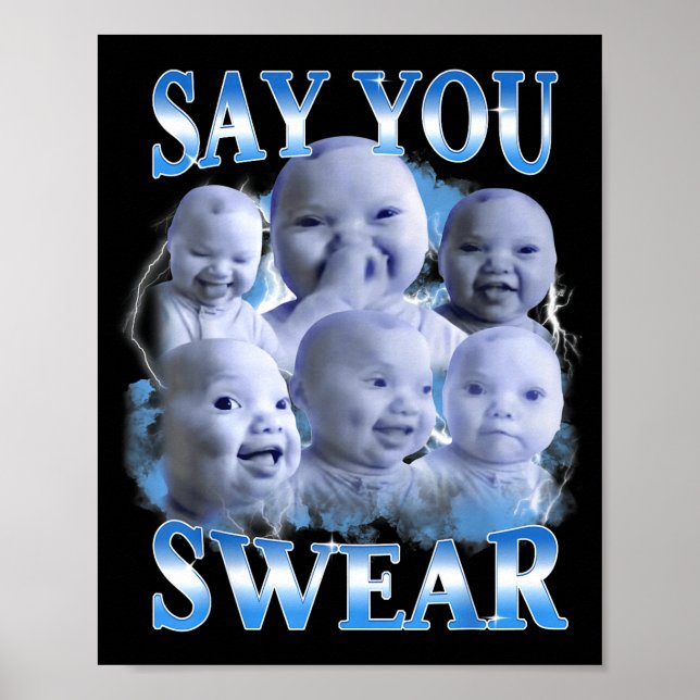 Póster Say You Swear Ai Niche Baby Holding Back Laugh Gen (Frente)