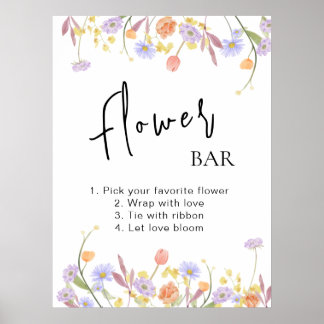 Póster Scabiosa Wildflower Bridal Shower Flower Bar