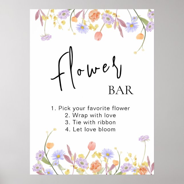 Póster Scabiosa Wildflower Bridal Shower Flower Bar (Frente)