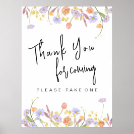 Póster Scabiosa Wildflower Bridal Shower Gracias