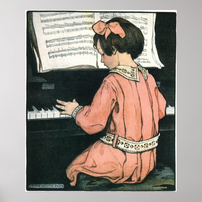 Póster Scales by Jessie Willcox Smith, Piano Music Girl (Frente)