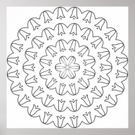 Póster Scalloped Tulip Ring Mandala with Soft Petal Flow