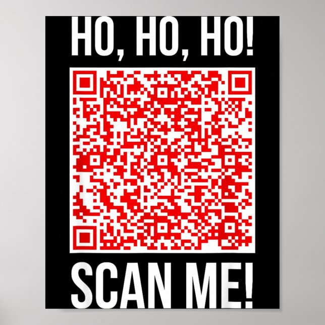 Póster Scan Me! Qr Scan Me Joke Funny Santa Merry Christm (Frente)