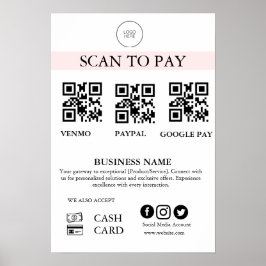 Póster Scan to Pay Sign QR Code Payment Sign for Small Bu