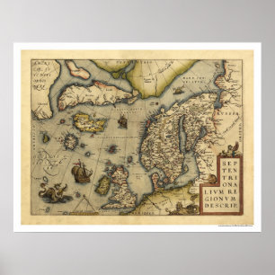 Póster Scandanavia Map By Ortelius 1570