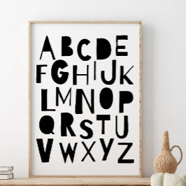 Póster Scandinavian Alphabet, Kids Room Wall Decor