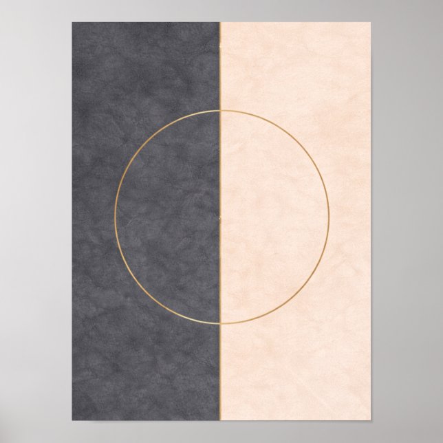 Póster Scandinavian Circle Line Wall Art – Neutral Print (Frente)