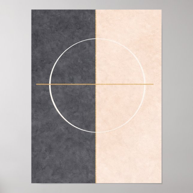 Póster Scandinavian Geometric Wall Art – Beige & Grey  (Frente)