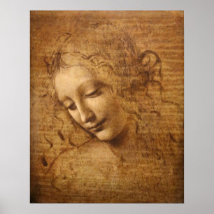 Póster Scapigliata de Leonardo da Vinci, jefa de mujer
