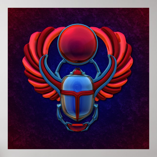 Póster Scarab egipcio colorido (Frente)