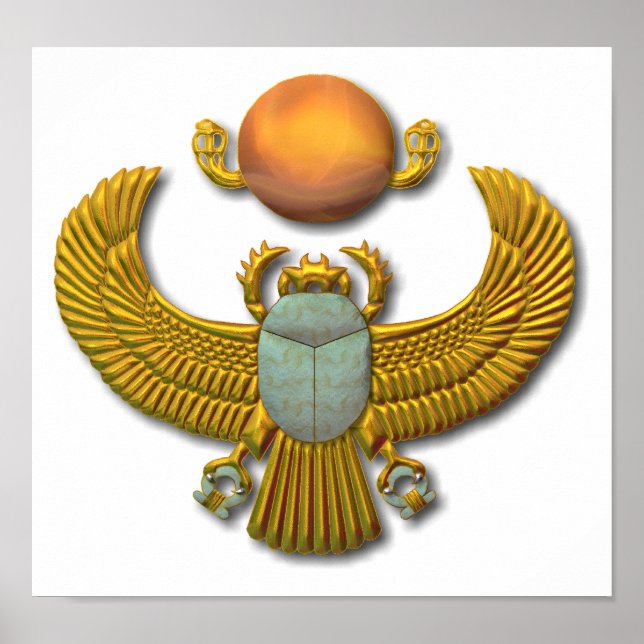 Póster Scarab sagrado egipcio antiguo - Oro (Frente)