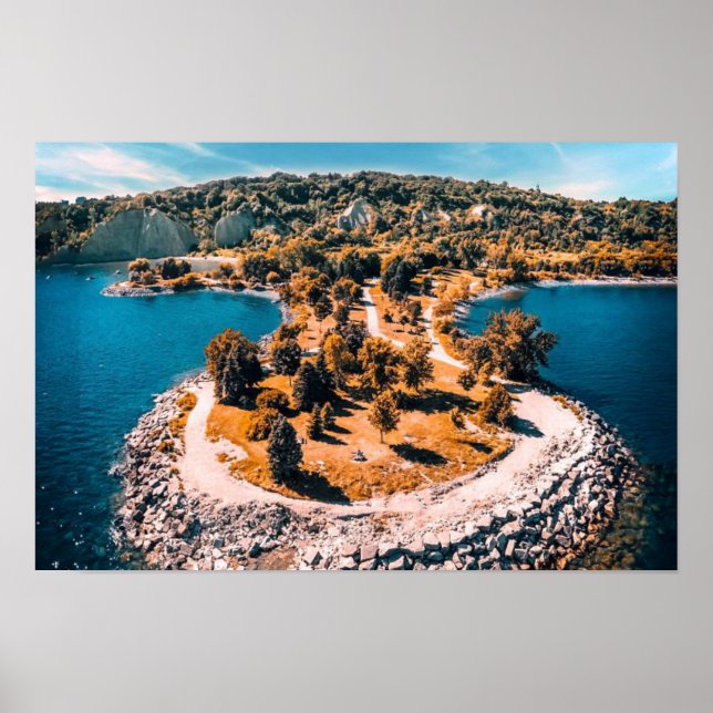 Póster Scarborough Bluffs Canadá estilizado (Frente)