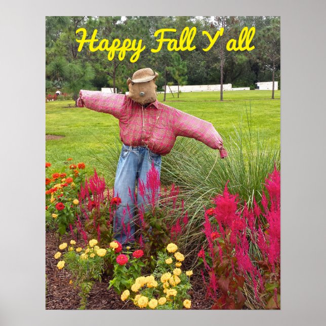Póster Scarecrow and fall flowers at Bok Tower Gardens FL (Frente)