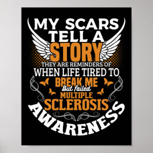Póster Scars Tell Multiple Sclerosis Awareness Ms Naranja