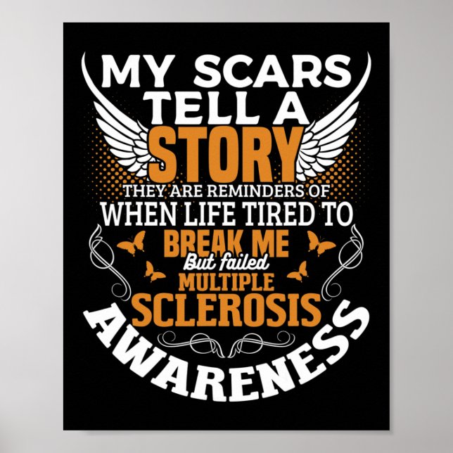 Póster Scars Tell Multiple Sclerosis Awareness Ms Naranja (Frente)