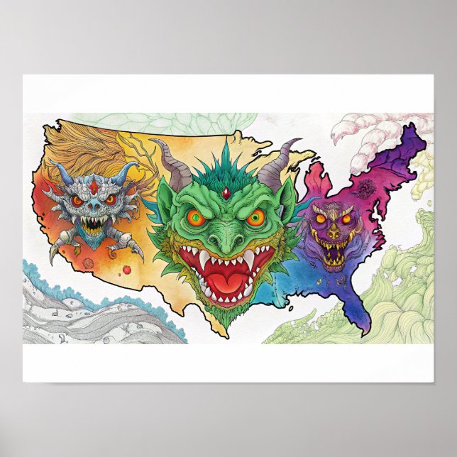 Póster Scary Halloween USA Map (Frente)