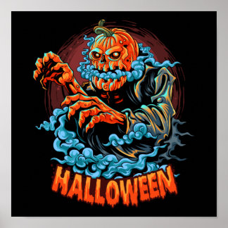 Póster Scary Jack-o-lantern Bubbling Head