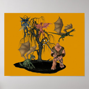 Póster Scary Ogre Goblin Criaturas Halloween