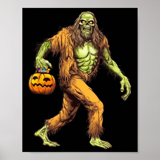 Póster Scary Sasquatch Bigfoot Zombie con Halloween (Frente)