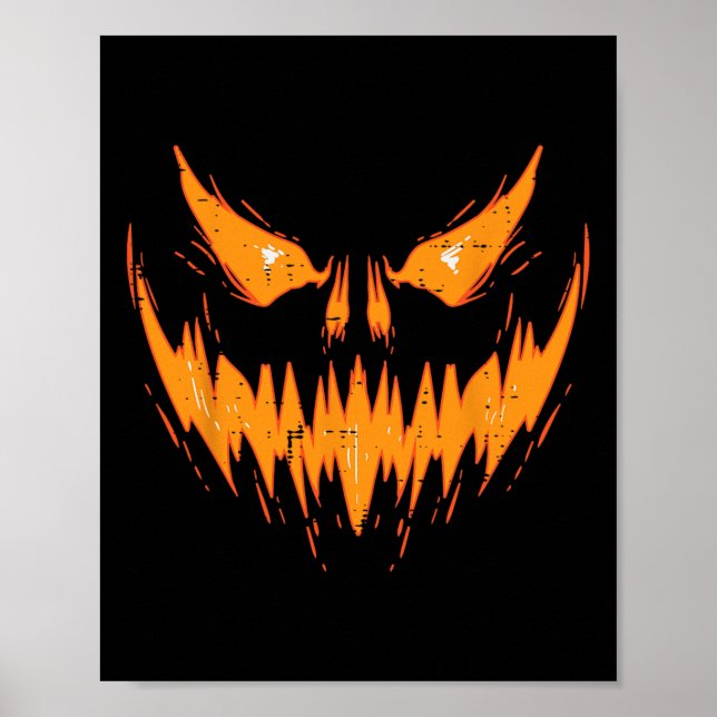 Póster Scary Spooky Jack O Lantern Face Pumpkin Halloween (Frente)