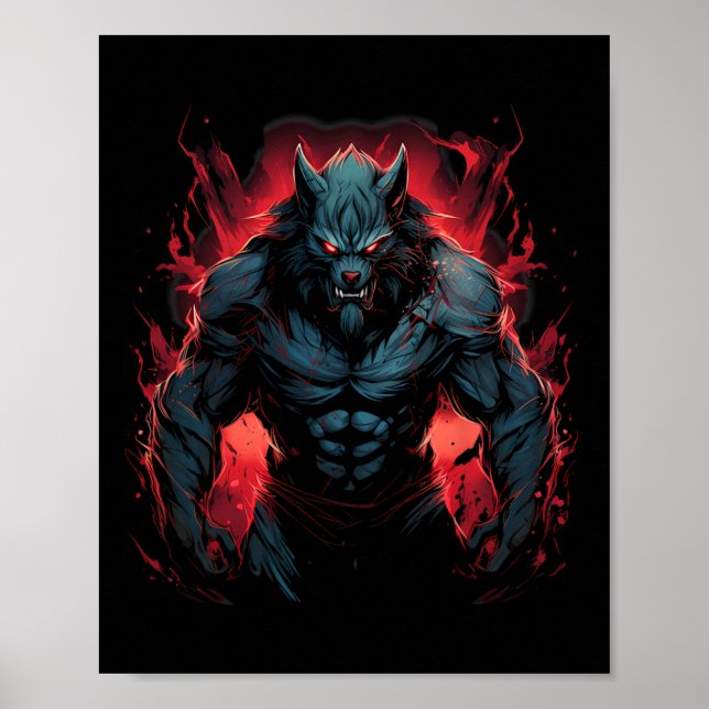 Póster Scary Werewolf Full Moon Halloween Disstuve Horror (Frente)