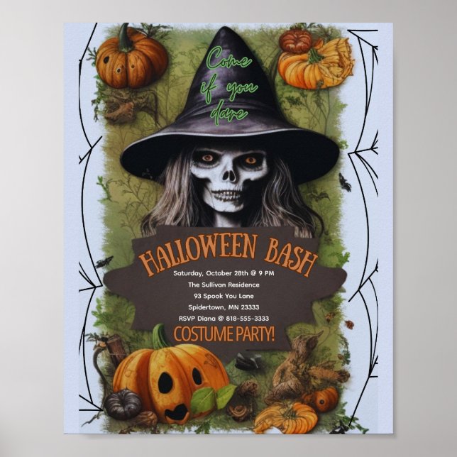 Póster Scary Witch Halloween Bash Costume Fiesta (Frente)