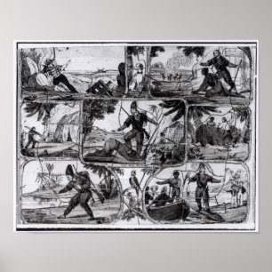 Póster Scenes from 'Robinson Crusoe' by Daniel Defoe