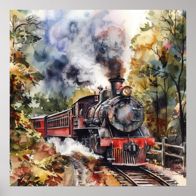 Póster Scenic Landscape with Train (Frente)