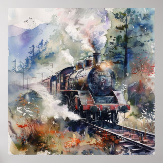 Póster Scenic Landscape with Train