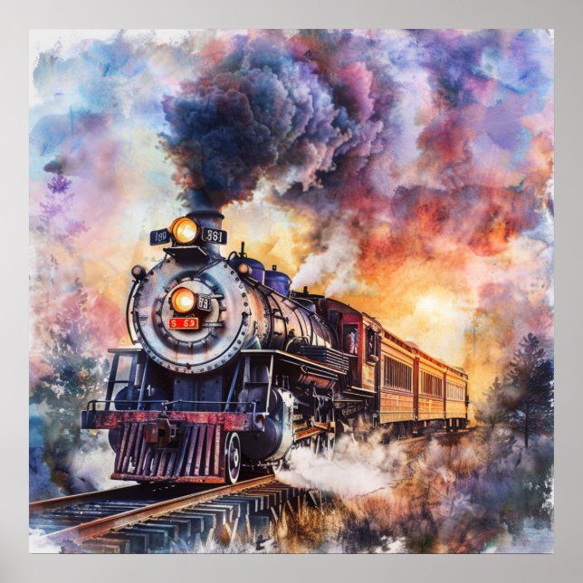 Póster Scenic Landscape with Train (Frente)