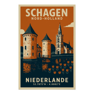 Póster Schagen Nord Holland Niederlande Reiseplakat