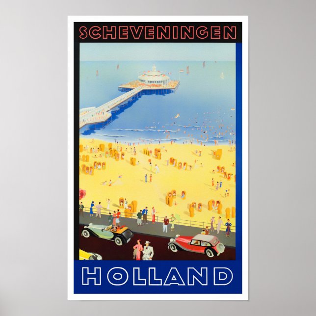 Póster Scheveningen Holland Poster de viajes vintage (Frente)